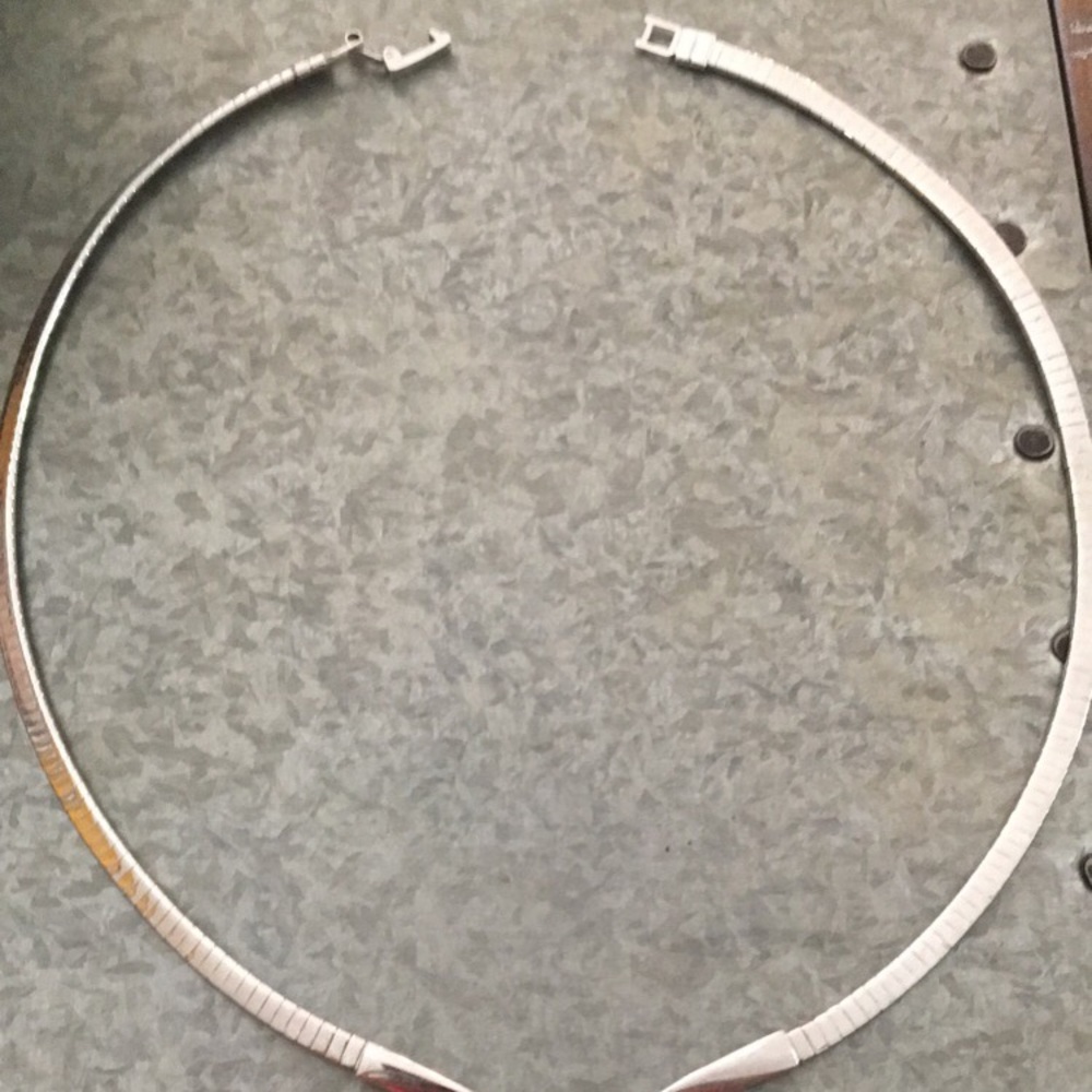 Silver Collar Statement Necklace With Crystal - image 7